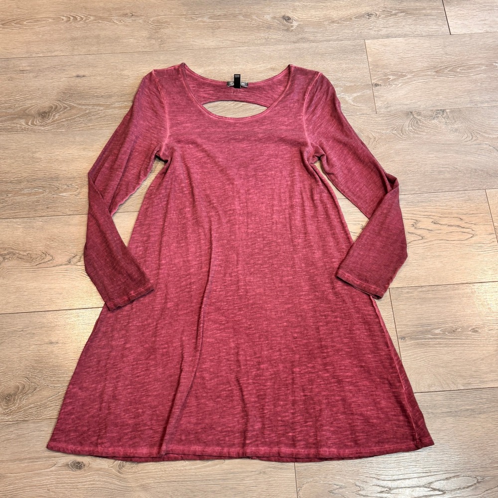 BILLABONG Womens Pink Space Dye Cutout Long Sleeve Swing Dress Medium M